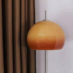 Lampadaire contemporain avec dôme en verre orange ambré