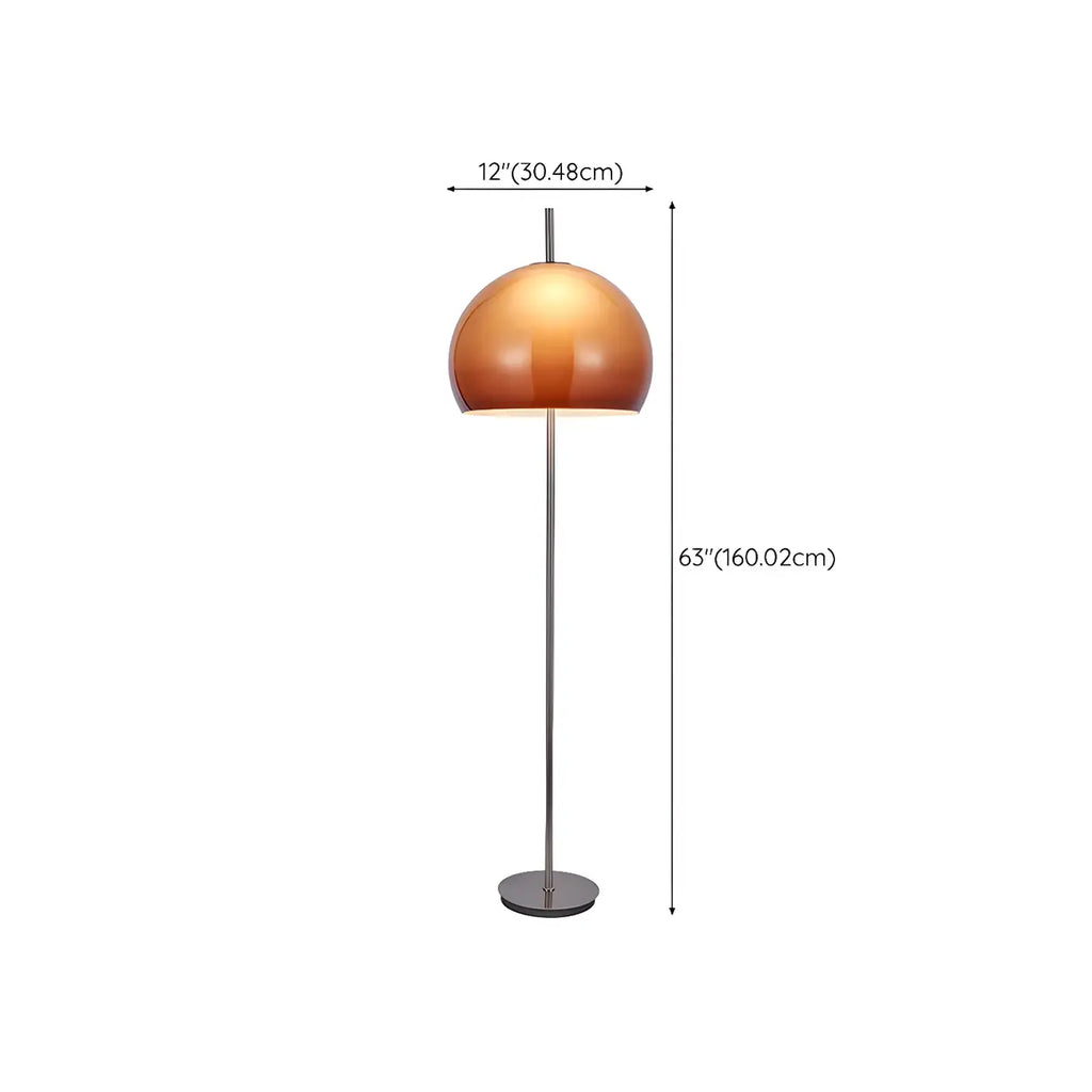 Lampadaire contemporain avec dôme en verre orange ambré