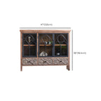 Vitrine classique à deux tiroirs en bois brun moyen et verre