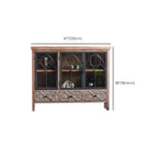 Vitrine classique à deux tiroirs en bois brun moyen et verre