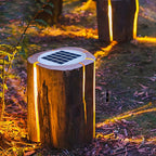 Lampes de poteau d'extérieur contemporaines en résine solaire pour souches d'arbre