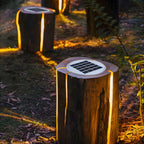 Lampes de poteau d'extérieur contemporaines en résine solaire pour souches d'arbre