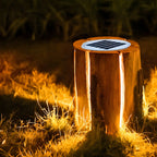 Lampes de poteau d'extérieur contemporaines en résine solaire pour souches d'arbre