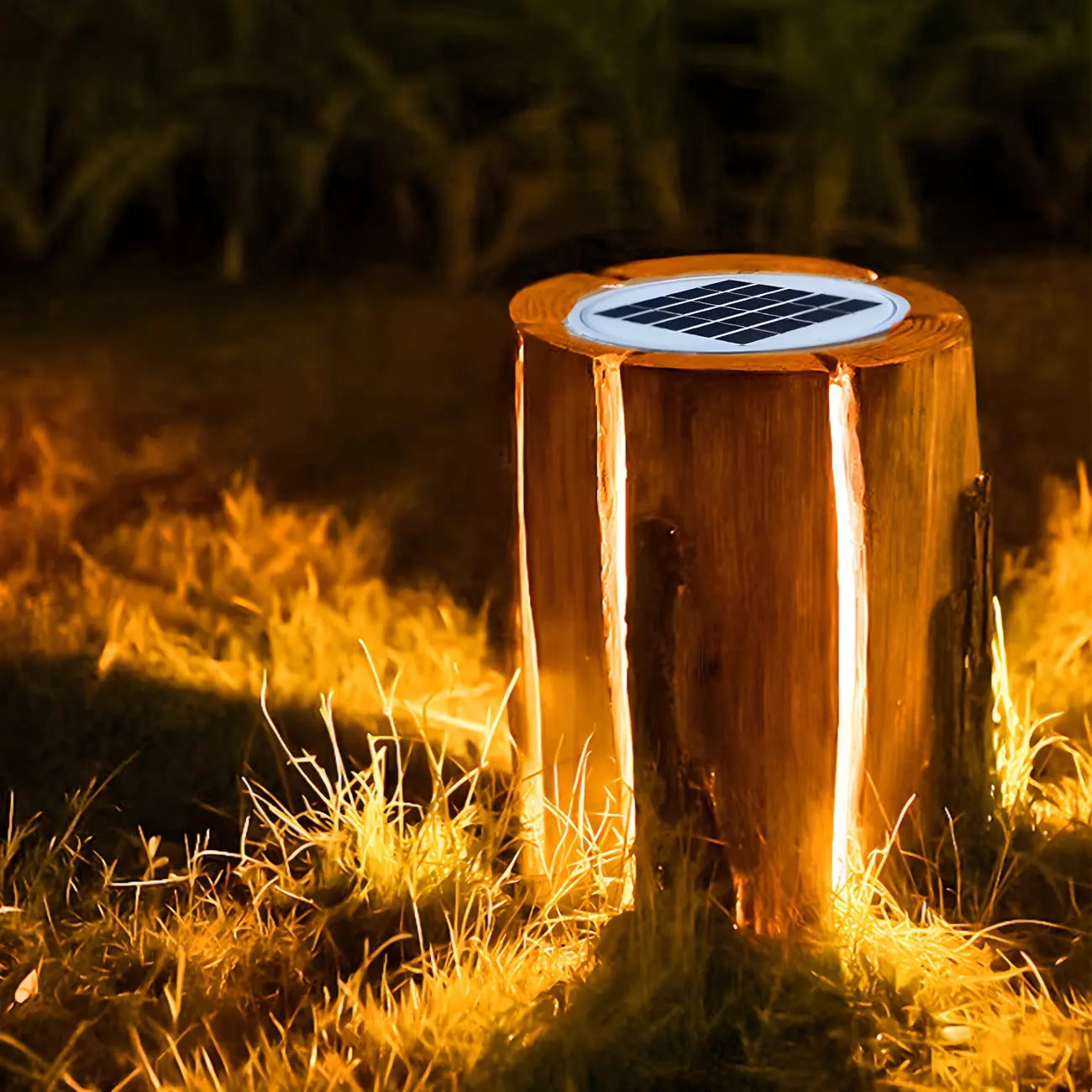 Lampes de poteau d'extérieur contemporaines en résine solaire pour souches d'arbre