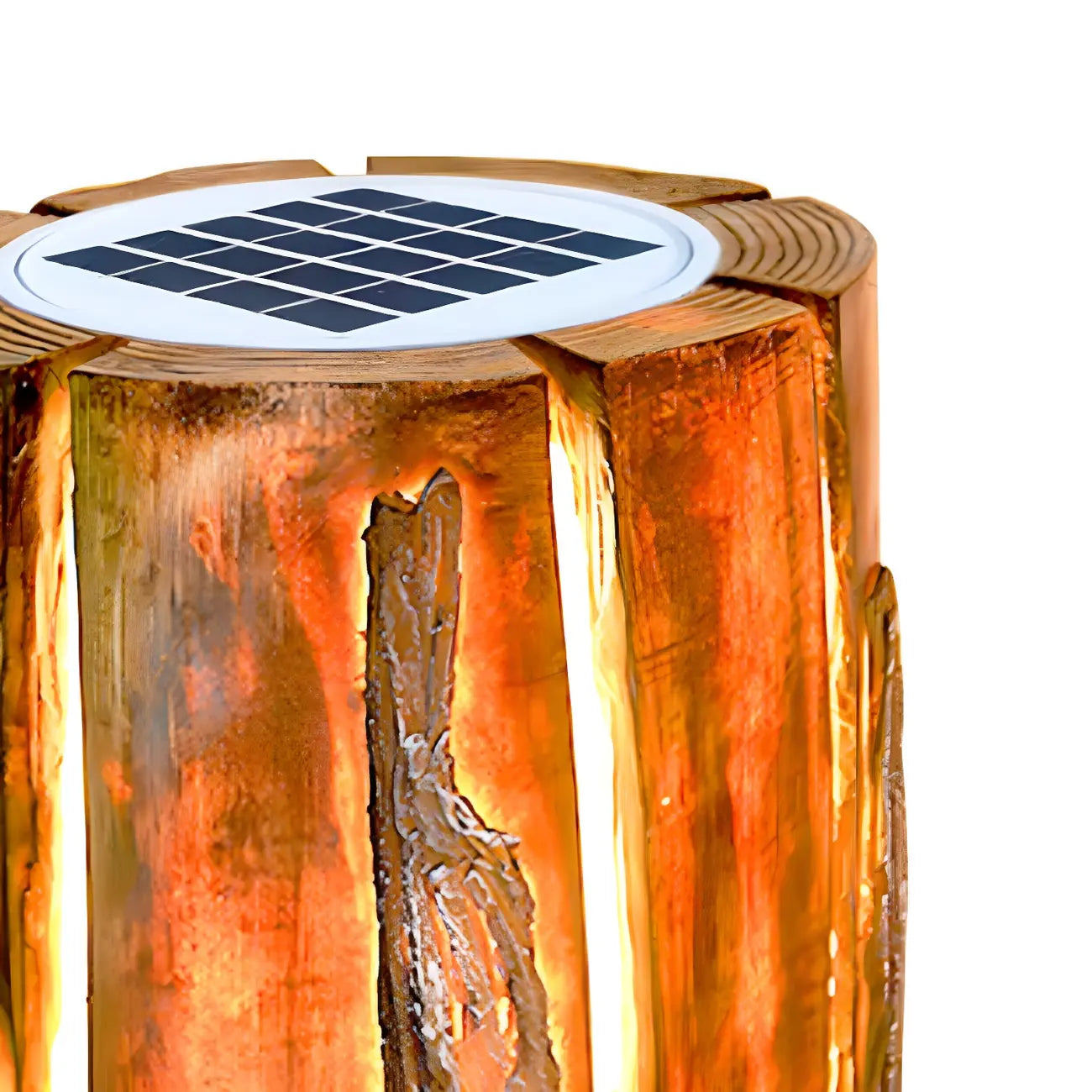 Lampes de poteau d'extérieur contemporaines en résine solaire pour souches d'arbre