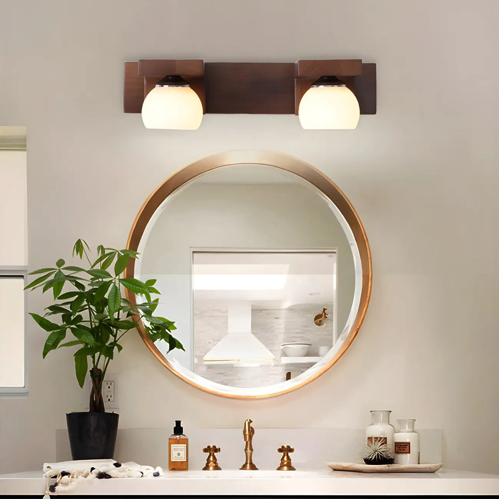 Applique murale élégante en forme de globe avec abat-jour en verre blanc pour salle de bain