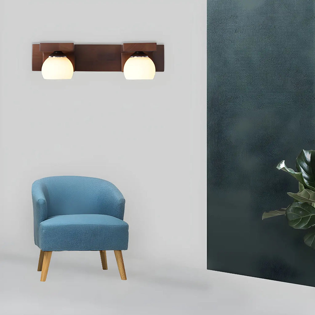 Applique murale élégante en forme de globe avec abat-jour en verre blanc pour salle de bain