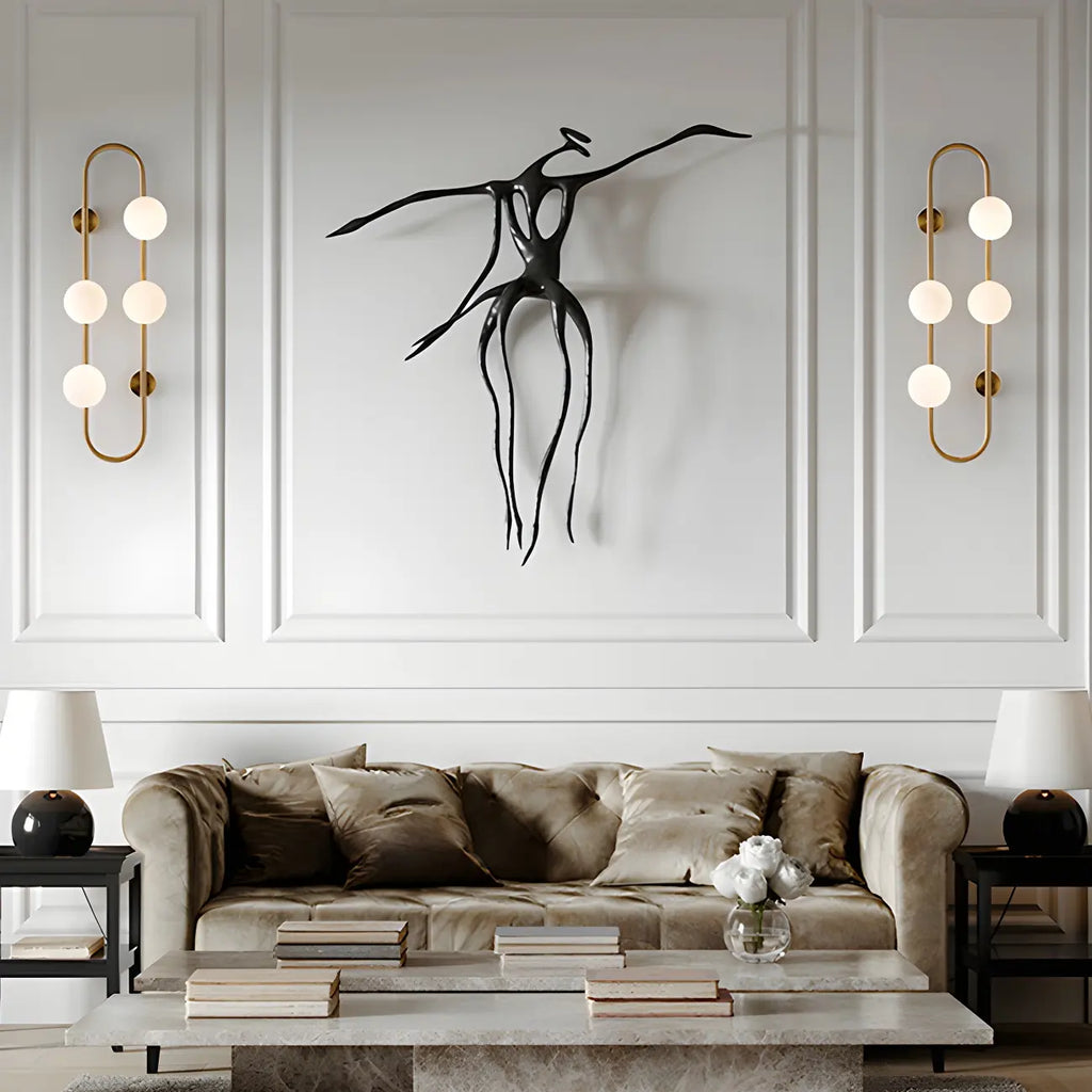 Applique murale ovale élégante dorée à 4 lumières