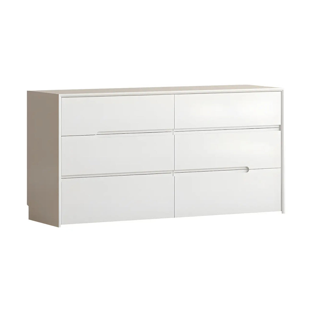 Commode minimaliste en bois blanc avec tiroirs à fermeture douce