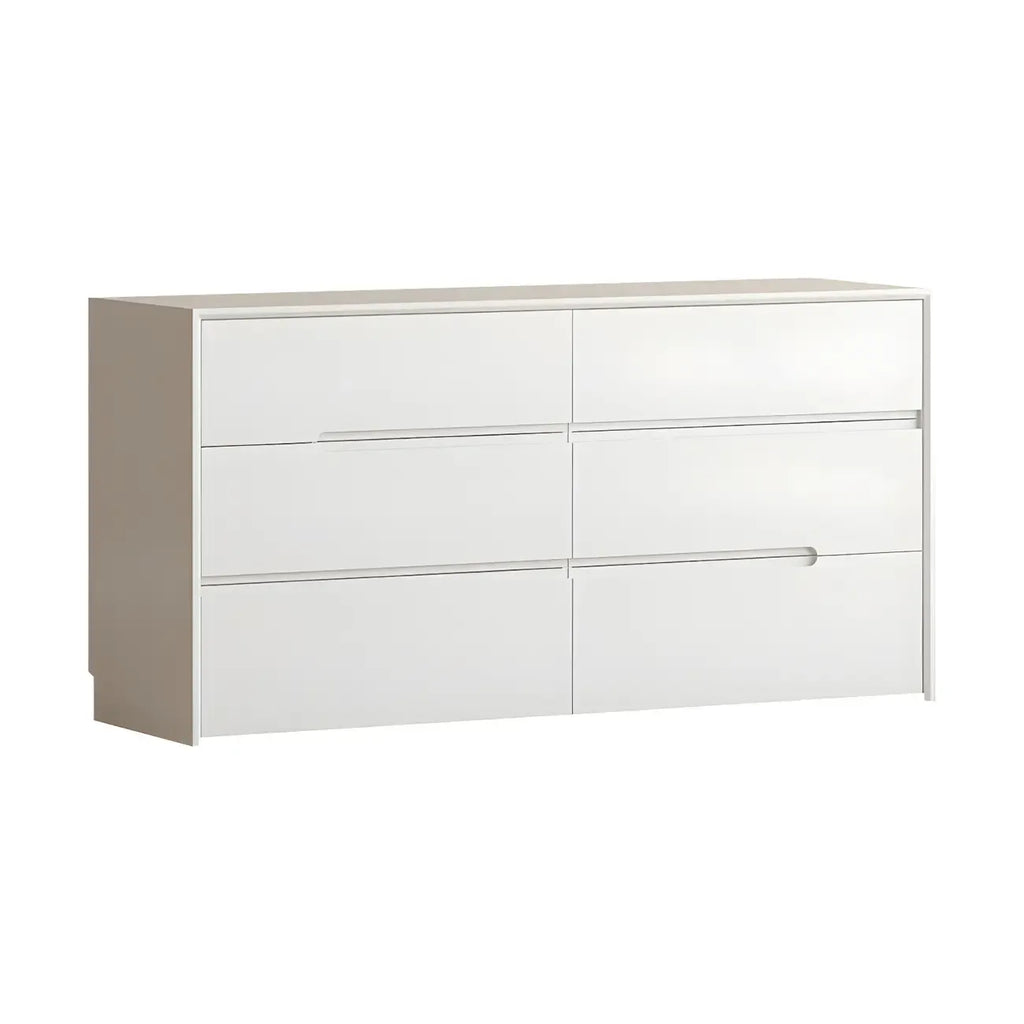 Commode minimaliste en bois blanc avec tiroirs à fermeture douce