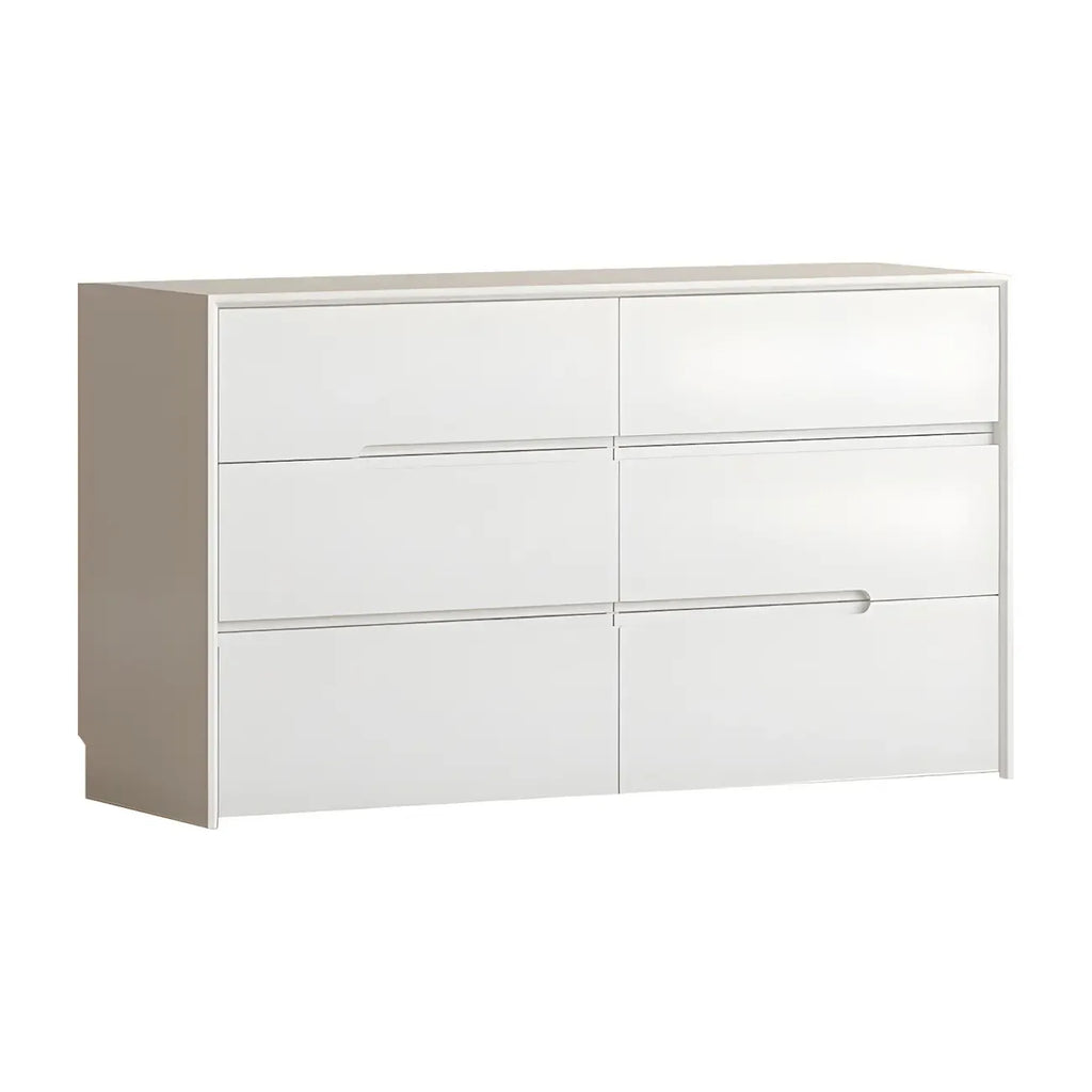 Commode minimaliste en bois blanc avec tiroirs à fermeture douce