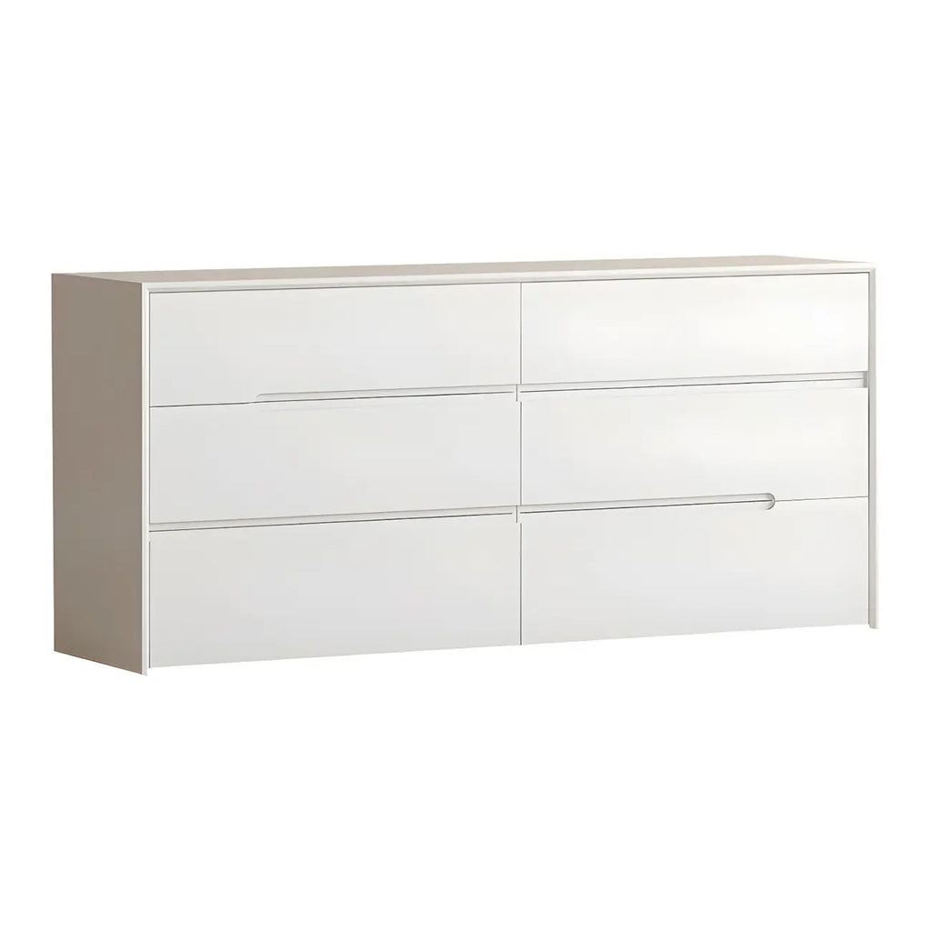 Commode minimaliste en bois blanc avec tiroirs à fermeture douce