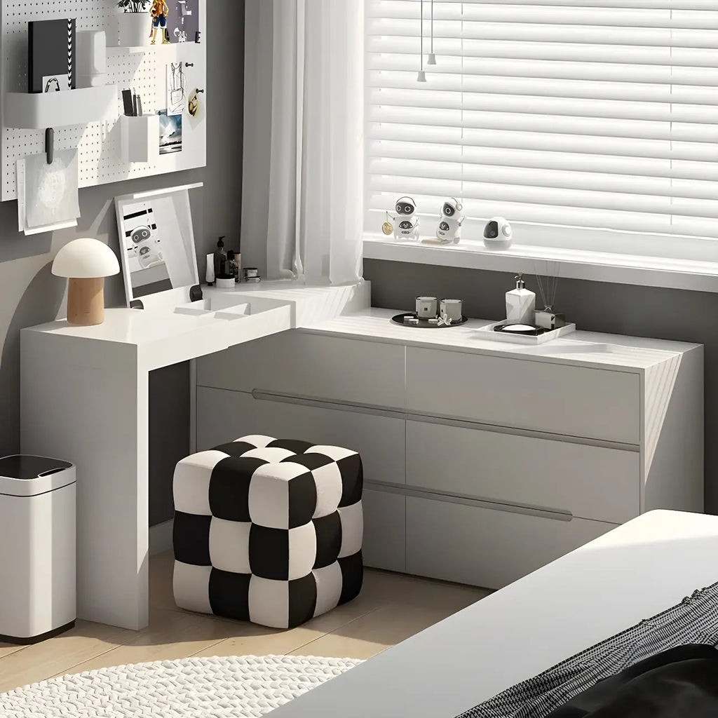 Commode minimaliste en bois blanc avec tiroirs à fermeture douce