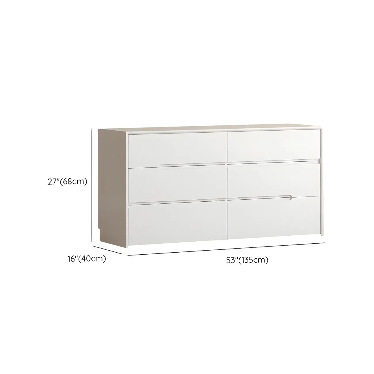 Commode minimaliste en bois blanc avec tiroirs à fermeture douce