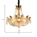 Lustre luxueux en laiton et cristal avec bol en forme de haricot