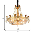 Lustre luxueux en laiton et cristal avec bol en forme de haricot