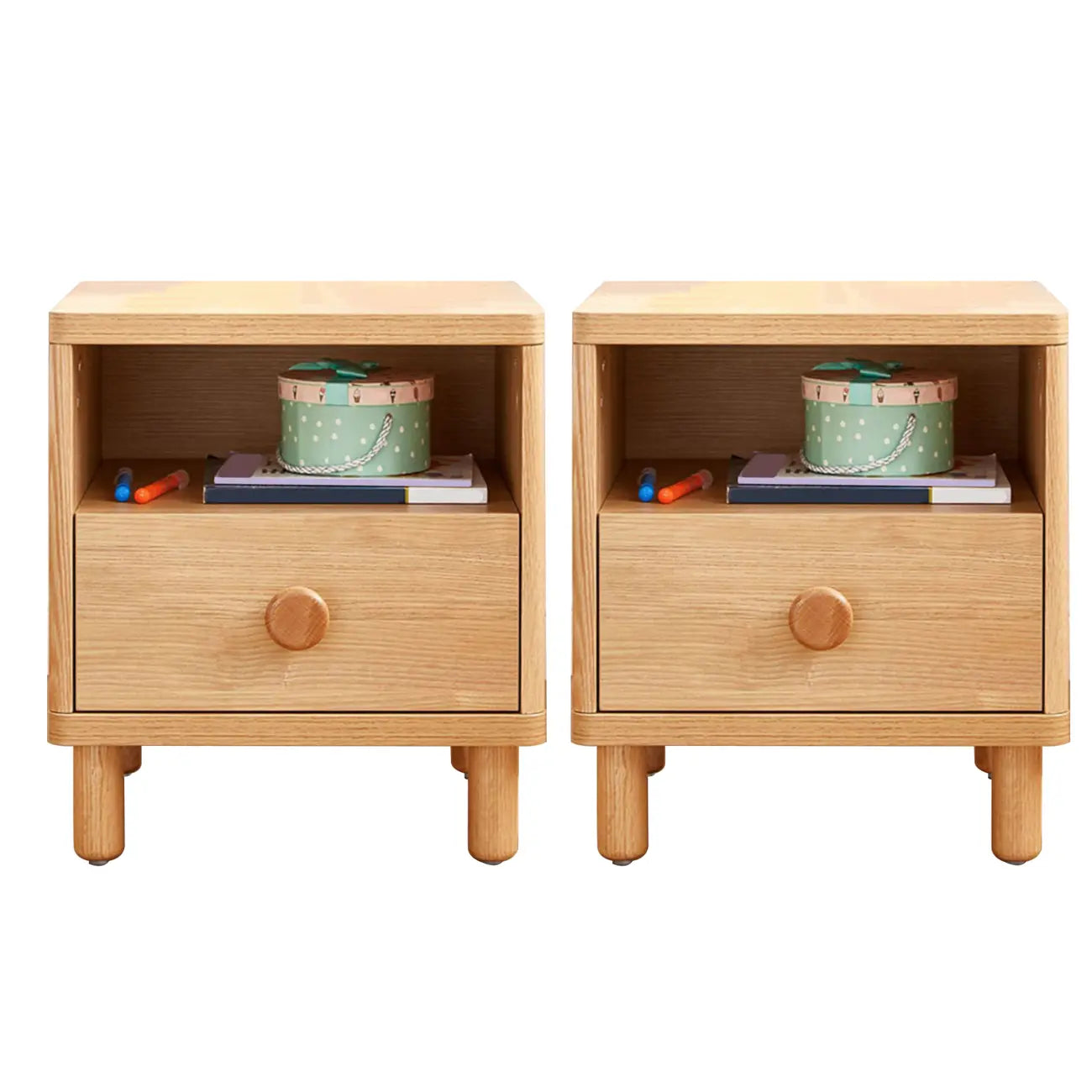 Table de chevet Childroom en bois massif à 2 niveaux avec pieds