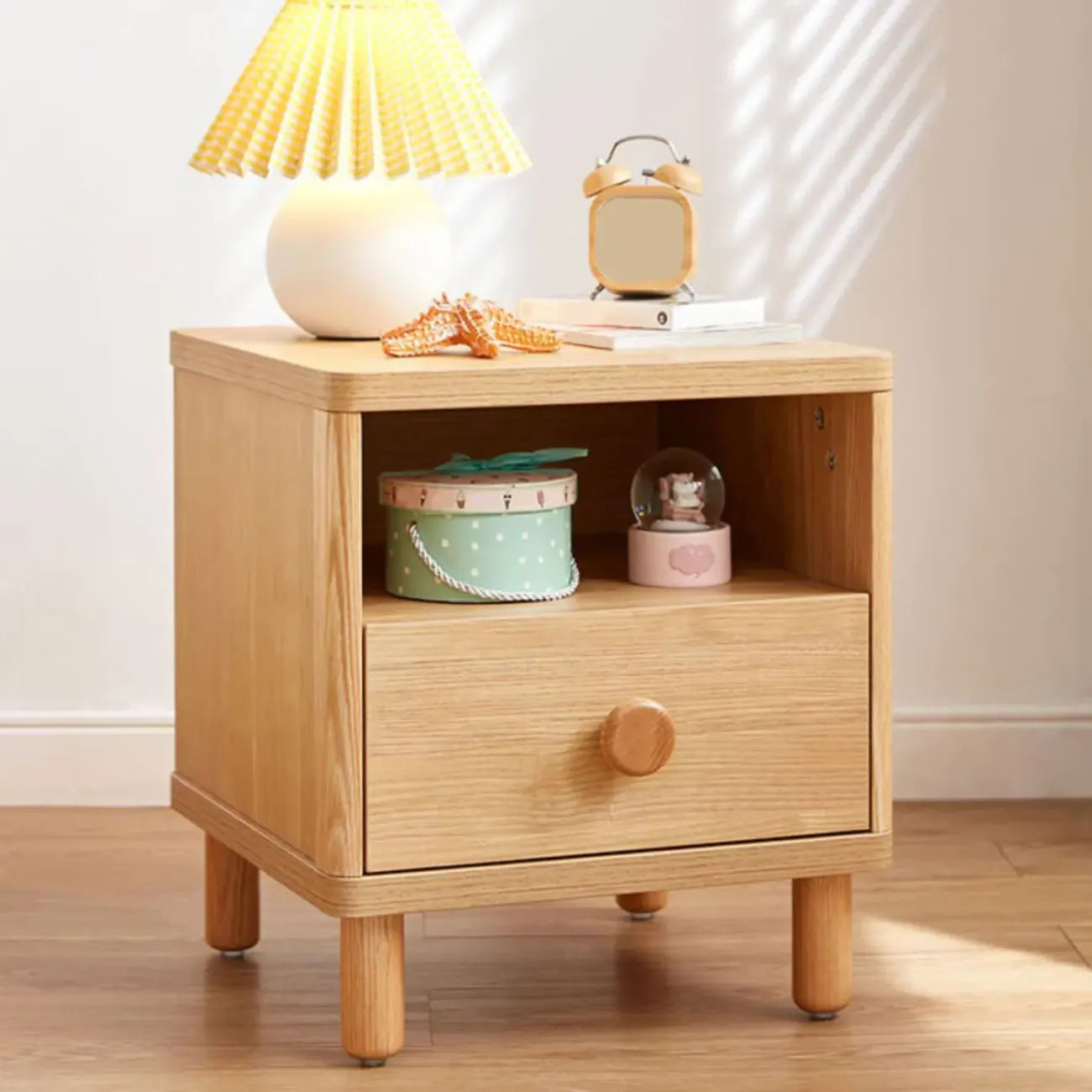 Table de chevet Childroom en bois massif à 2 niveaux avec pieds