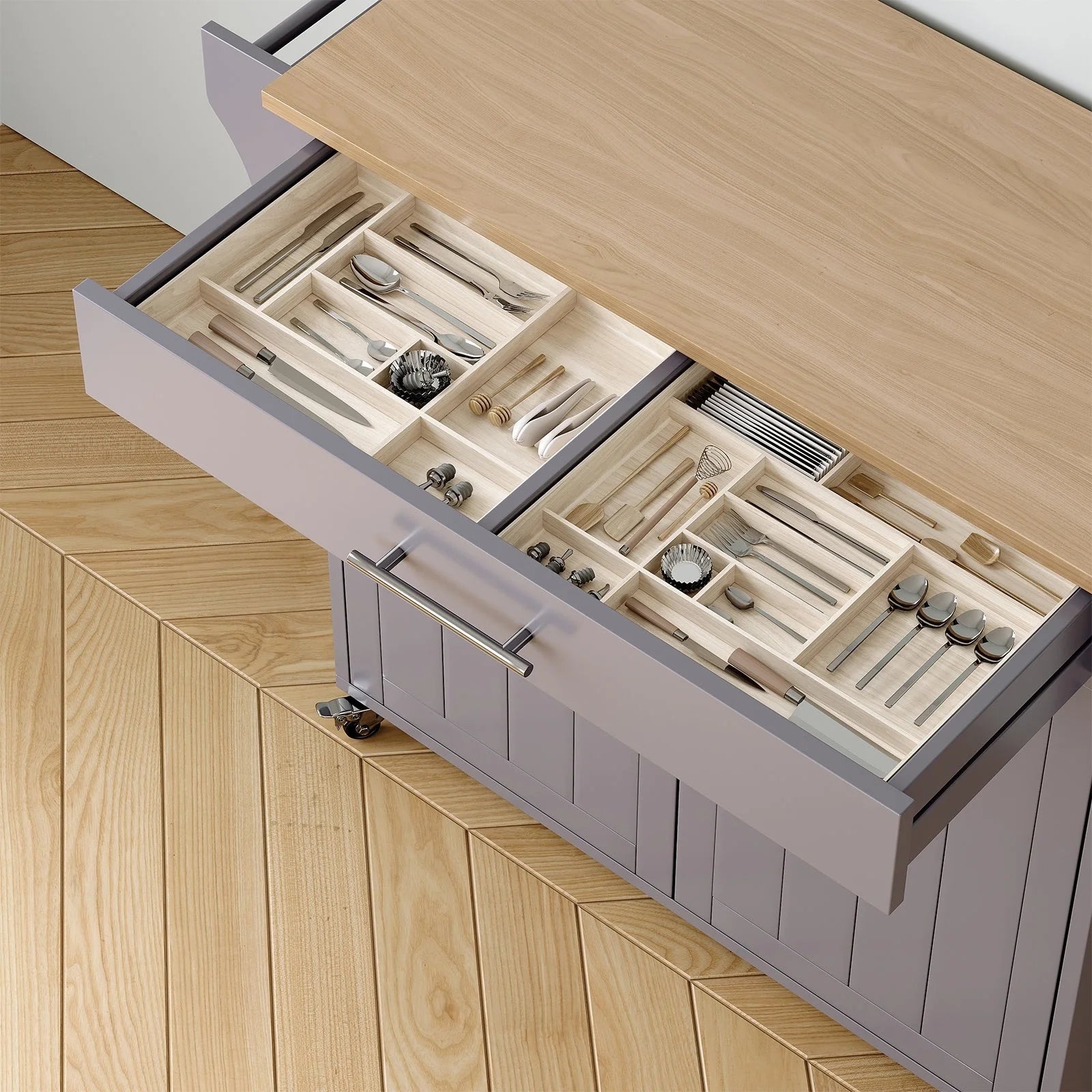 Îlot de cuisine roulant avec armoire de rangement