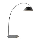 Lampadaire arqué en fer à dôme noir avec interrupteur au pied