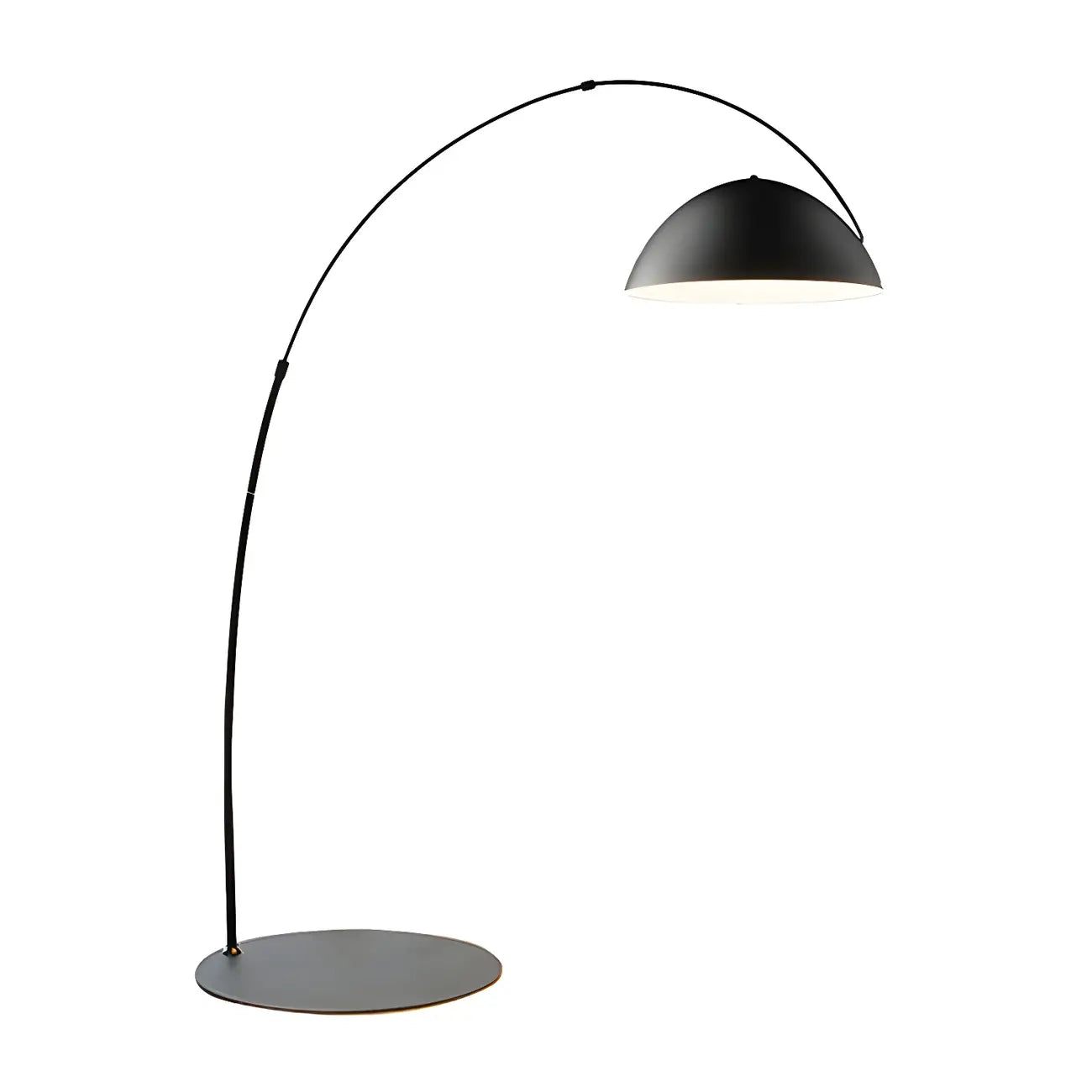 Lampadaire arqué en fer à dôme noir avec interrupteur au pied