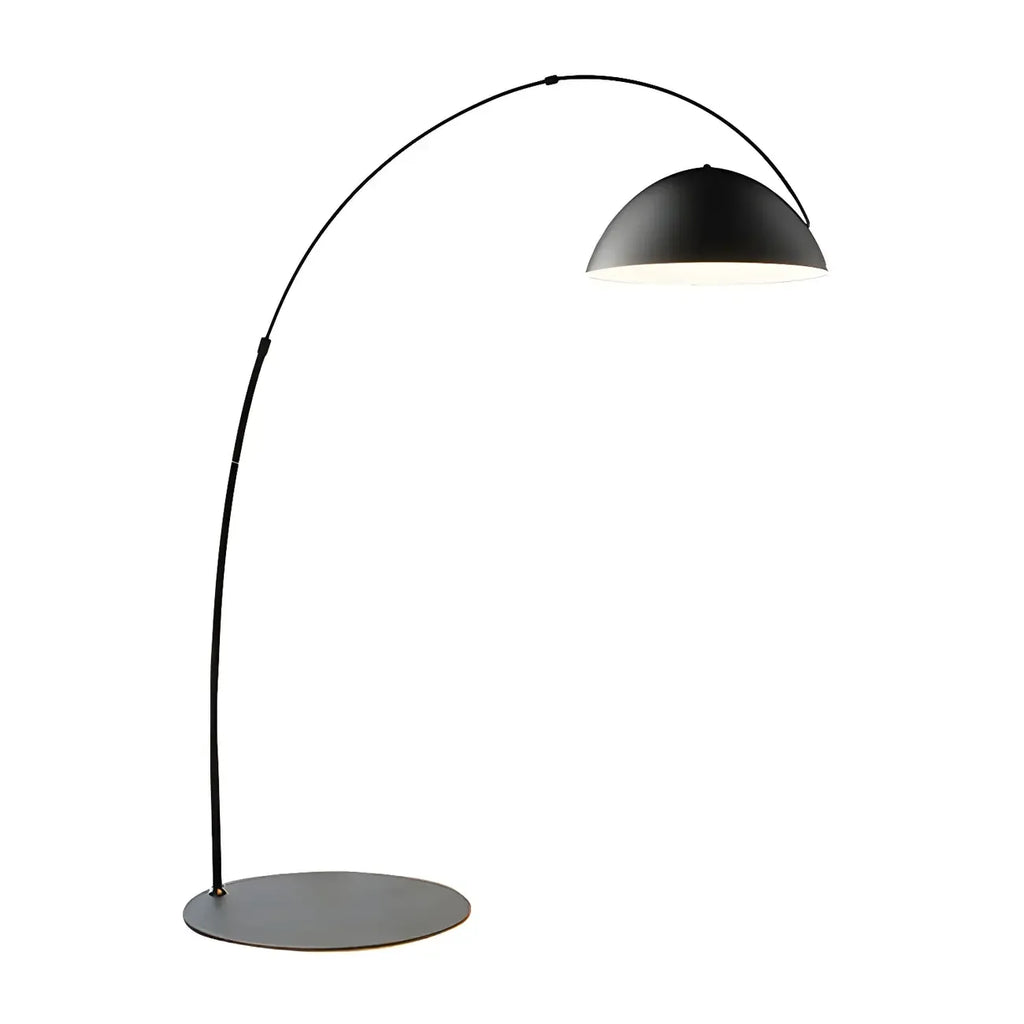 Lampadaire arqué en fer à dôme noir avec interrupteur au pied