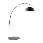 Lampadaire arqué en fer à dôme noir avec interrupteur au pied