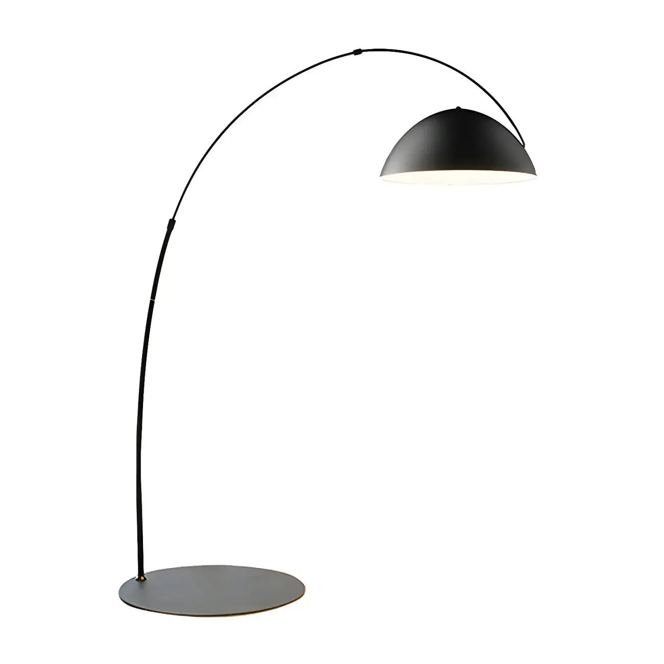 Lampadaire arqué en fer à dôme noir avec interrupteur au pied