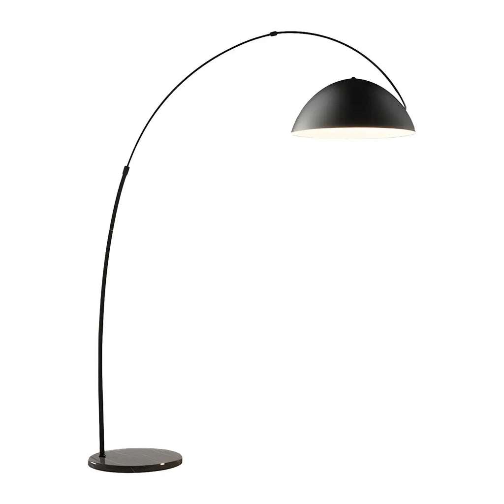 Lampadaire arqué en fer à dôme noir avec interrupteur au pied
