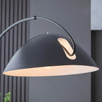 Lampadaire arqué en fer à dôme noir avec interrupteur au pied