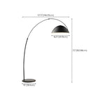 Lampadaire arqué en fer à dôme noir avec interrupteur au pied