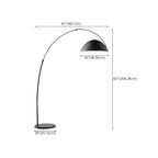 Lampadaire arqué en fer à dôme noir avec interrupteur au pied