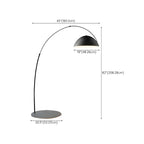 Lampadaire arqué en fer à dôme noir avec interrupteur au pied