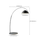 Lampadaire arqué en fer à dôme noir avec interrupteur au pied