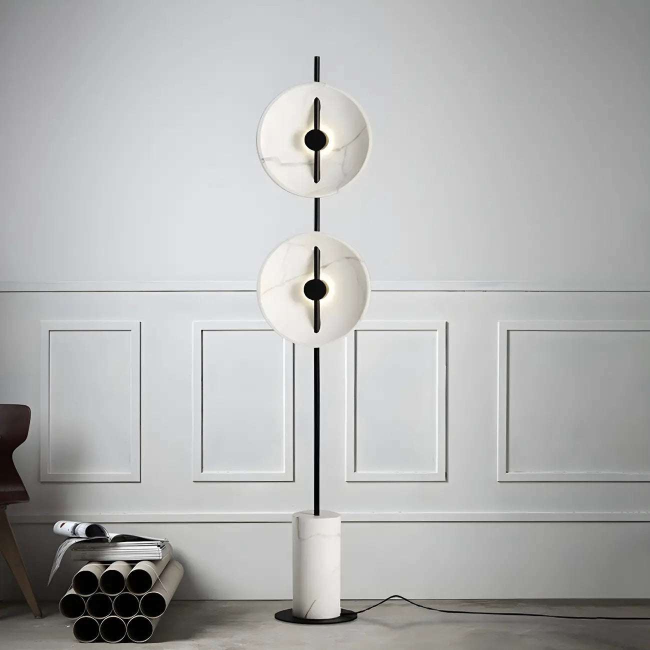 Lampadaire LED haut à 2 lumières avec lumière chaude pour les espaces de vie