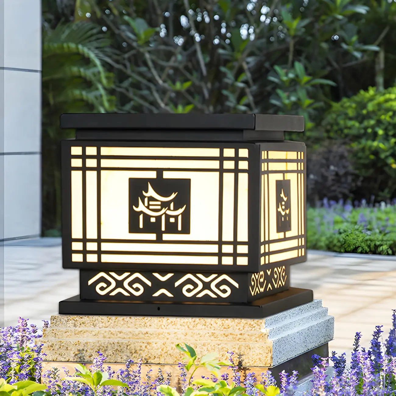 Lampes solaires d'extérieur à LED de style oriental noir silhouette
