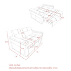Canapé convertible 54 pouces avec lit gigogne, double assise, fonction relax