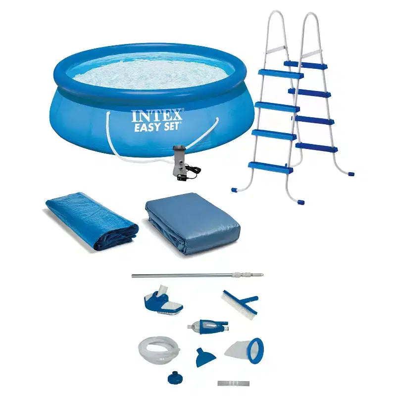 INTEX 15'x48 Inflatable Pool with Ladder, Pump and Deluxe Pool Maintenance Kit