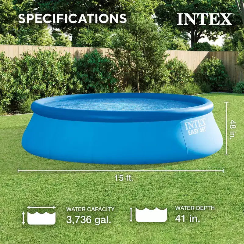 Piscine gonflable INTEX 15'x48 avec échelle, pompe et kit d'entretien de luxe