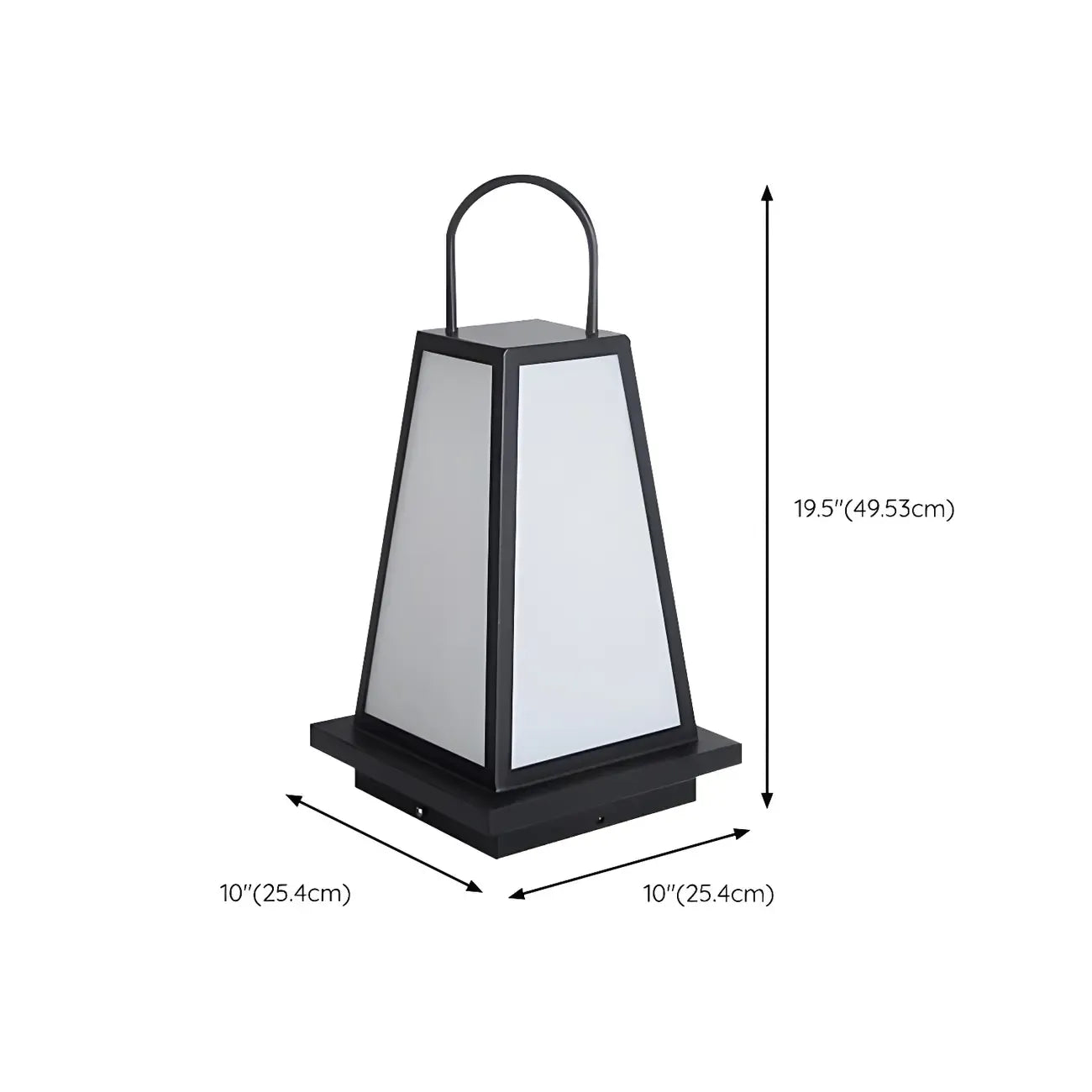 Lampe de poteau conique en métal noir avec poignée