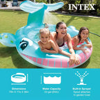 Piscine gonflable pour enfants Baleine INTEX : Jet d'eau intégré • Bouchon de vidange pratique • Vinyle durable • 201 x 196 x 91 cm • 3 ans et plus