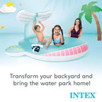 Piscine gonflable pour enfants Baleine INTEX : Jet d'eau intégré • Bouchon de vidange pratique • Vinyle durable • 201 x 196 x 91 cm • 3 ans et plus