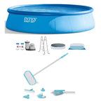 Intex Easy Set Inflatable 18' x 48 Round Above Ground Outdoor Swimming Pool with Filter Pump, Ladder, and Deluxe Maintenance Pool Cleaning Kit
