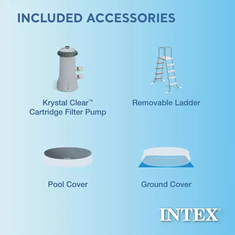 Piscine gonflable ronde hors-sol Intex Easy Set de 5,49 m x 1,22 m avec pompe de filtration, échelle et kit de nettoyage d'entretien de luxe