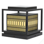 Lampes solaires rectangulaires en métal noir à lumière chaude pour poteaux extérieurs