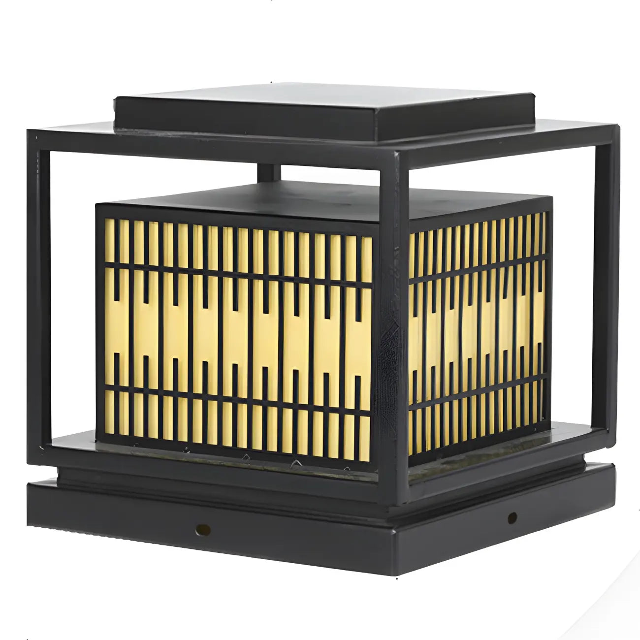 Lampes solaires rectangulaires en métal noir à lumière chaude pour poteaux extérieurs