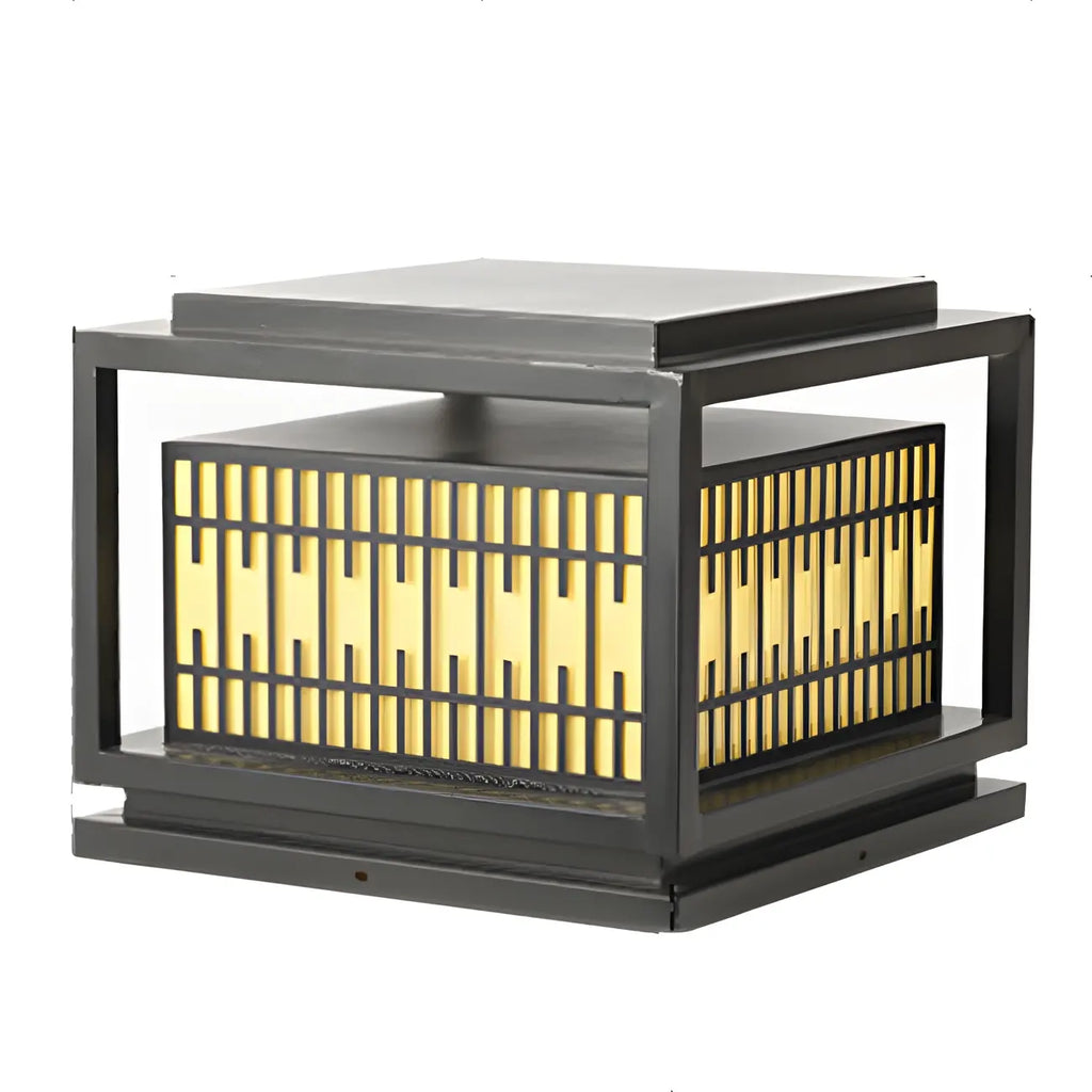 Lampes solaires rectangulaires en métal noir à lumière chaude pour poteaux extérieurs
