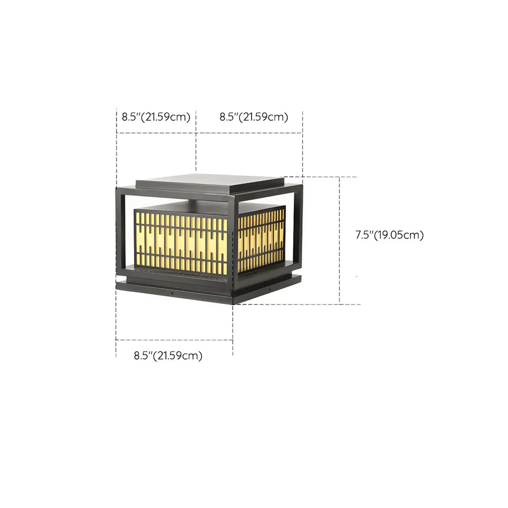 Lampes solaires rectangulaires en métal noir à lumière chaude pour poteaux extérieurs