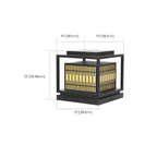 Lampes solaires rectangulaires en métal noir à lumière chaude pour poteaux extérieurs