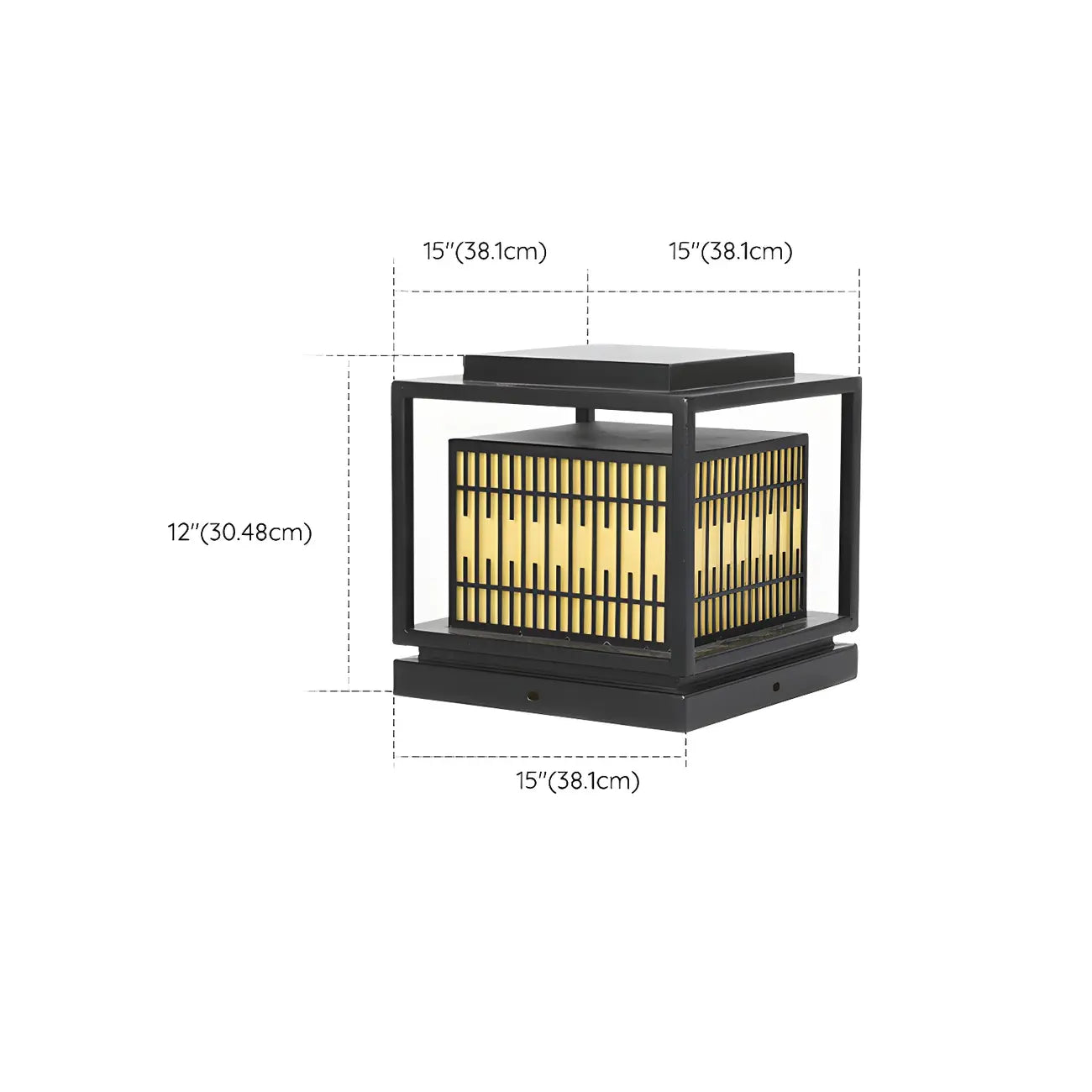 Lampes solaires rectangulaires en métal noir à lumière chaude pour poteaux extérieurs
